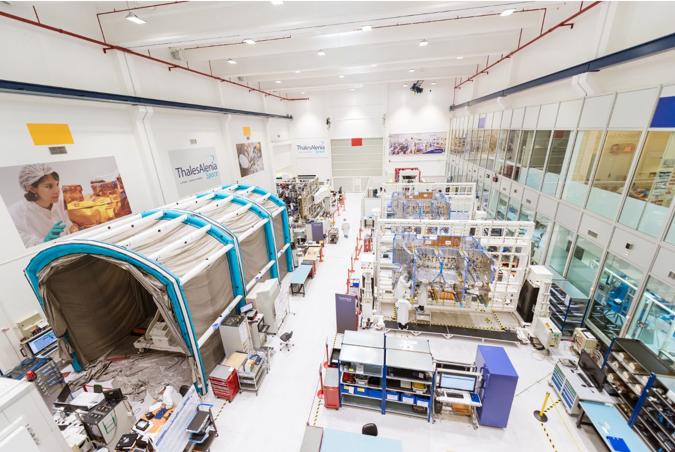Satellite integration, Thales Alenia Space clean room